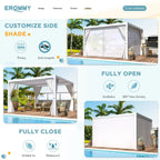 EROMMY 10x10 Louvered Pergola with Waterproof Rain Cover – White