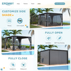 EROMMY 12x12 Pergola with Louvered Roof – Dark Grey