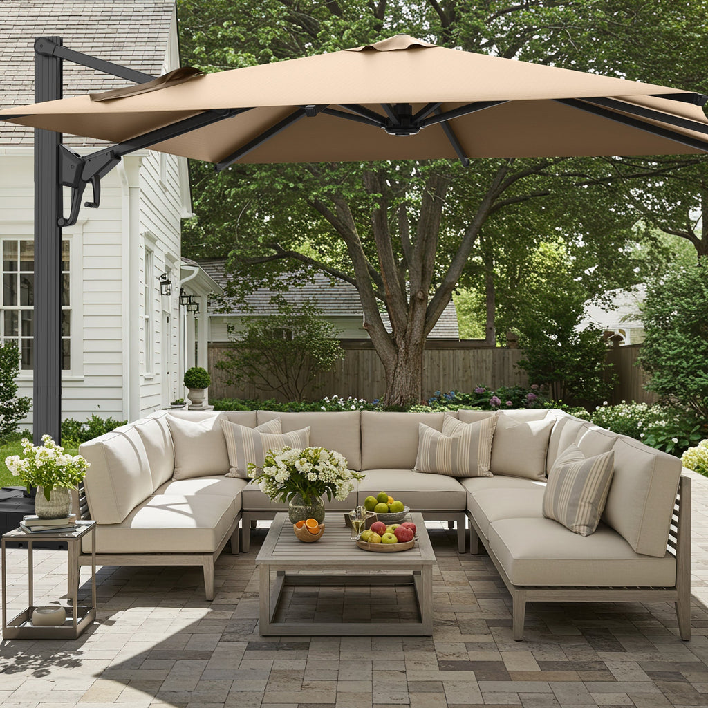 EROMMY 10 x 10 Rectangular Umbrella with Sturdy Frame, Base Excluded - Brown