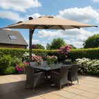 EROMMY 10 x 13 Outdoor Large Offset Umbrella, Base Excluded - Brown