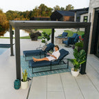14×12 Trenton Modern Steel Pergola With Sail Shade Soft Canopy