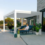 14×12 Windham Modern Steel Pergola With Sail Shade Soft Canopy