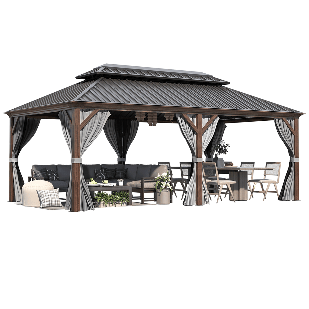 EROMMY 12' X 20' All Weather Gazebo with Sides and Hardtop