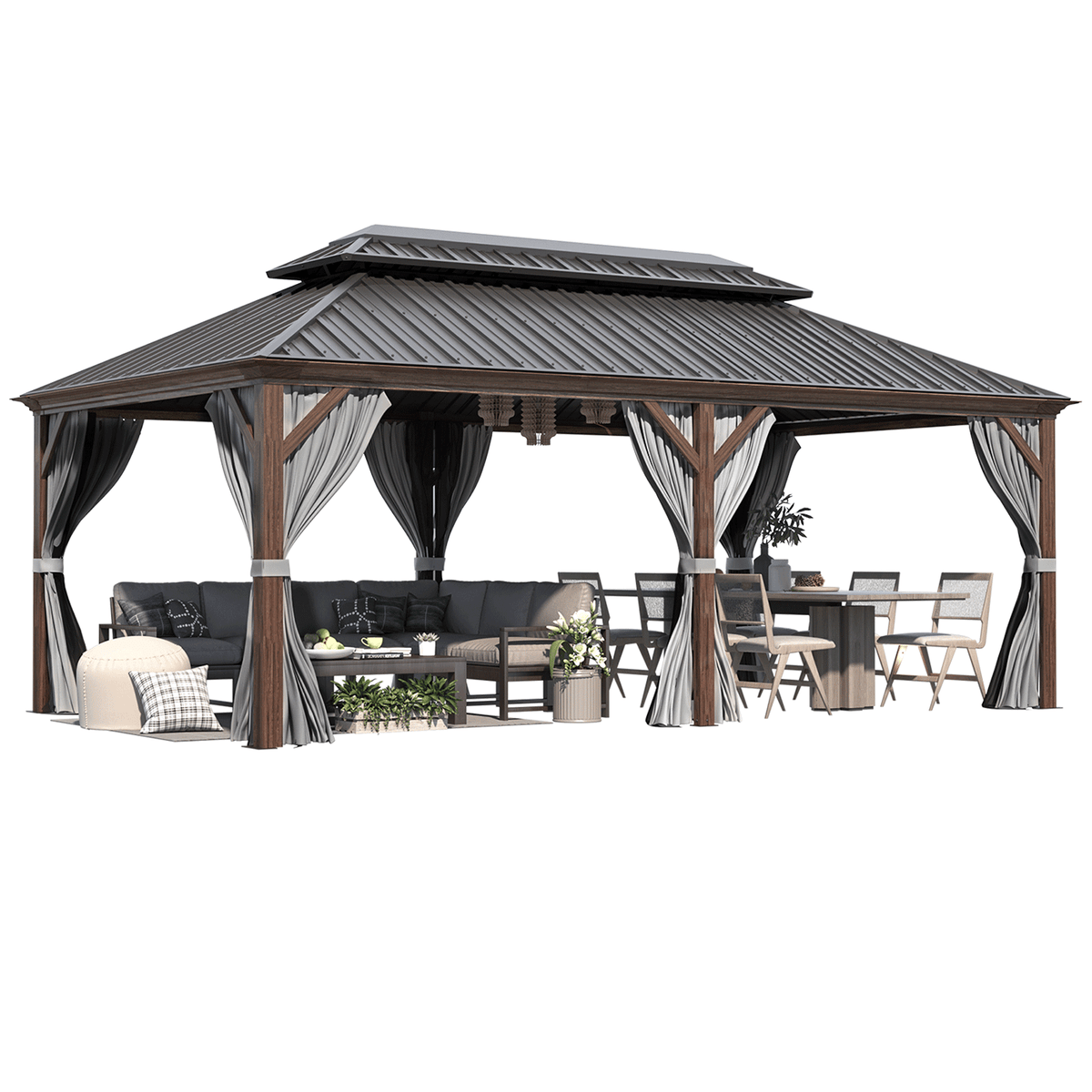 EROMMY 12' X 20' All Weather Gazebo with Sides and Hardtop