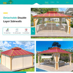 EROMMY 12X14 Aluminum Patio Gazebo with Double Roof