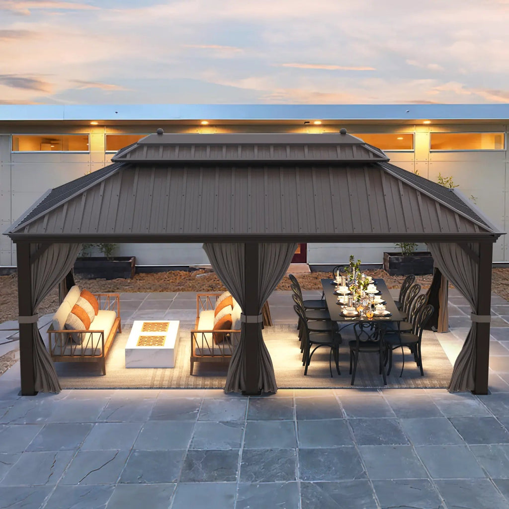 EROMMY 12X20 Hardtop Gazebo with Netting for Deck and Patio