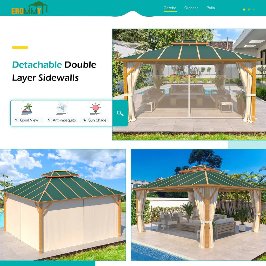 EROMMY 12x14 Hardtop Patio Gazebo