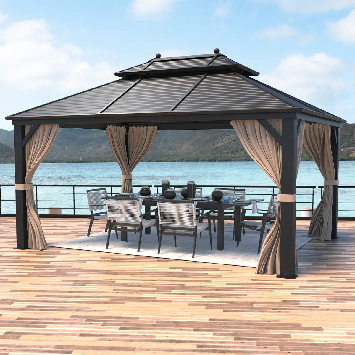 EROMMY 10X13 Small Gazebo with Netting for Backyard