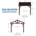 Arlington 12 Ft. W X 10 Ft. D Solid Wood Patio Gazebo