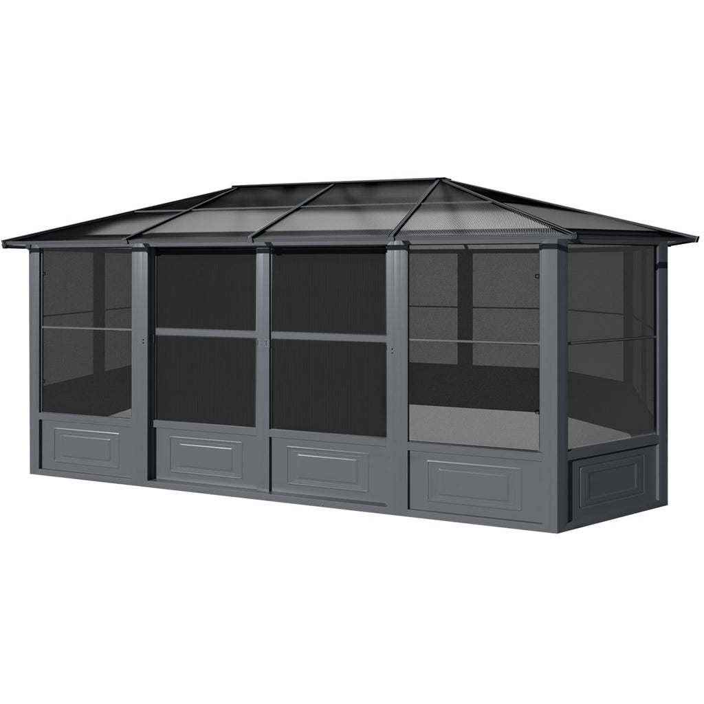 EROMMY 12X18 Solarium Room for 4 Season with Sliding Door – Grey