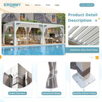 EROMMY 12x20 Freestanding Aluminum Pergola with Louvered Roof – White