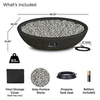 Real Flame 48.25 in. x 28.25 in. Riverside Oval Propane Gas Fire Bowl, Shale