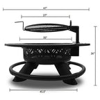 Red Mountain Valley 47 in. Wood-Burning Fire Pit with Adjustable BBQ Grate, Geometric