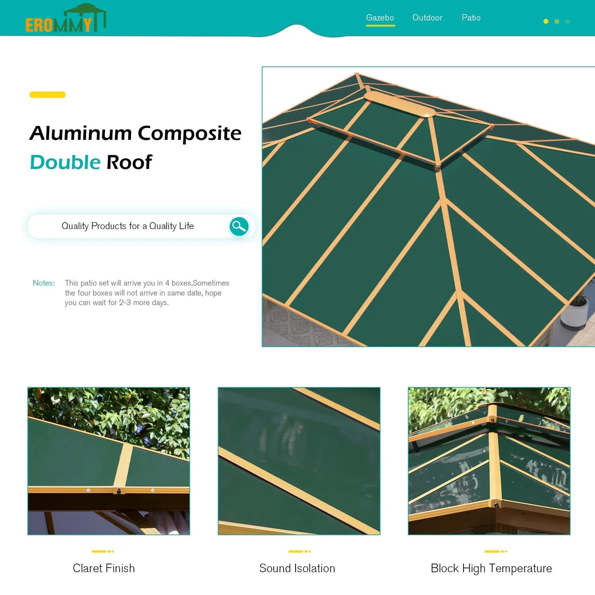 EROMMY 12x14 Hardtop Patio Gazebo