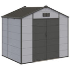 8x6 FT Outdoor Storage Shed, Weather-Resistant Shed with Lockable Double Doors & Built-In Floor, Sloped Roof Outdoor Shed for Backyard, Patio & Lawn, Black