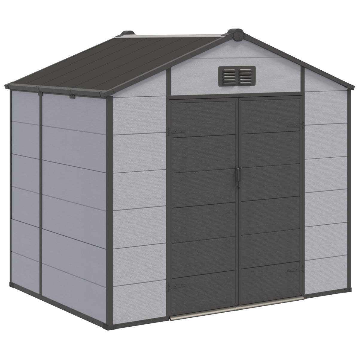 8x6 FT Outdoor Storage Shed, Weather-Resistant Shed with Lockable Double Doors & Built-In Floor, Sloped Roof Outdoor Shed for Backyard, Patio & Lawn, Black