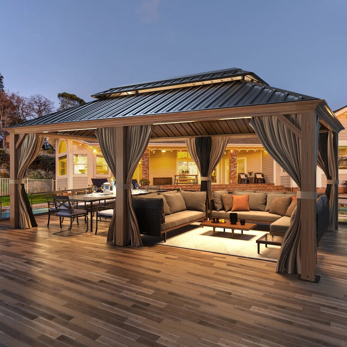EROMMY 12X20 Hardtop Gazebo with Canopy for Poolside and Outdoor