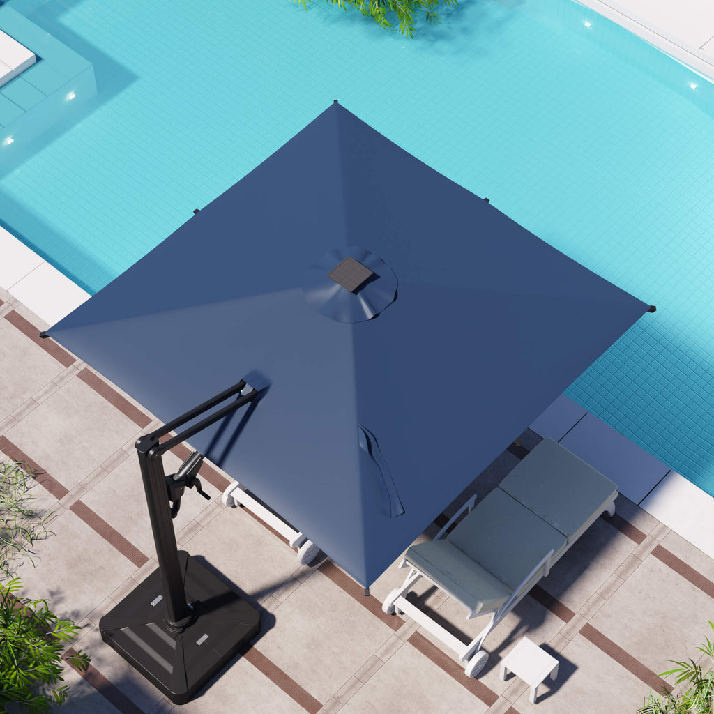 EROMMY 10 X 10 Outdoor Weather-resistant Umbrella with LED, Base Excluded - Navy