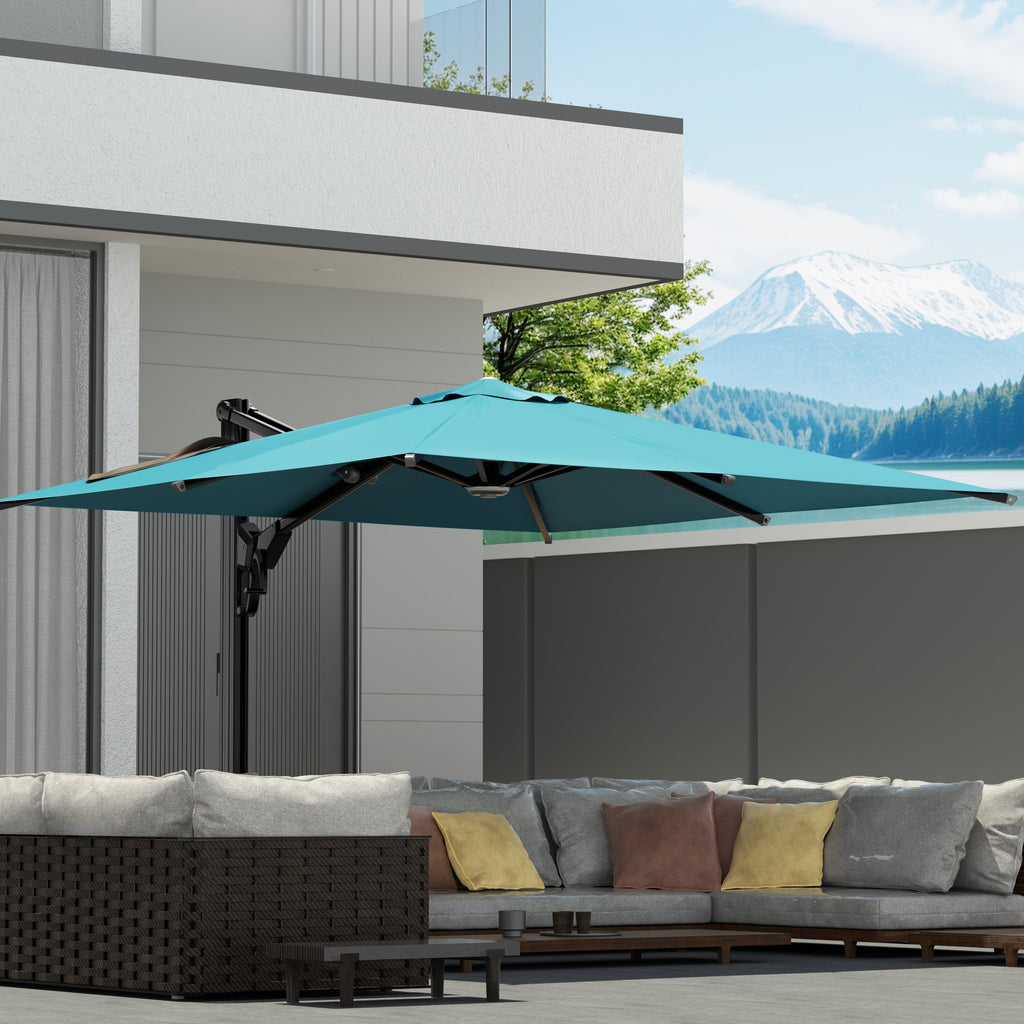 EROMMY 10 x 10 Outdoor Square Offset Umbrella with Sturdy Frame, Base Excluded - Blue
