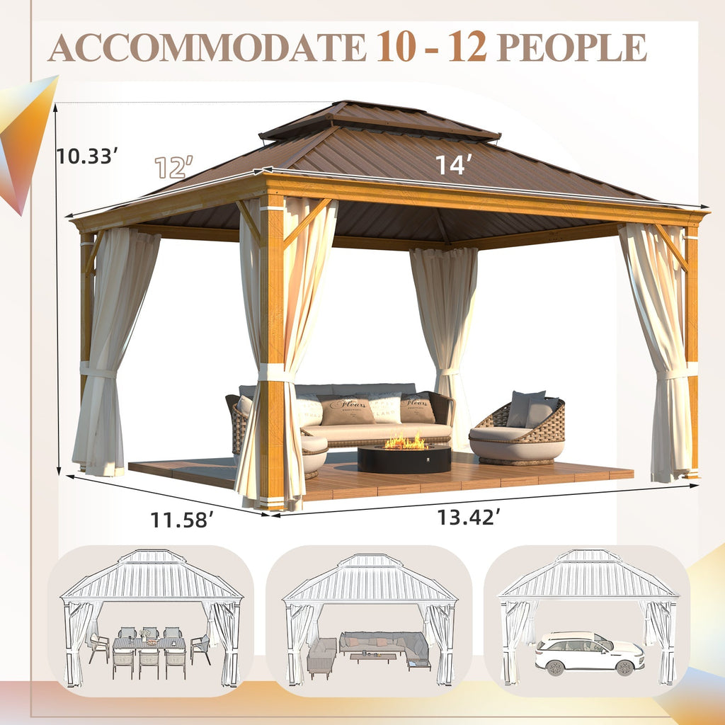 EROMMY 12x14 Hardtop Steel Gazebo with Easy Installation