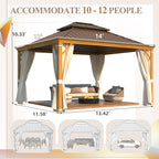 EROMMY 12x14 Hardtop Steel Gazebo with Easy Installation