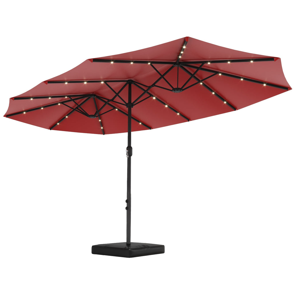 EROMMY 15 X 9 Double-Sided Large Umbrella with Solar LED - Red