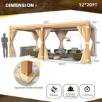 EROMMY 12X20 Adjustable Pergola with Louvers – Wood Grain