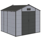 8x8 FT Outdoor Storage Shed, Weather-Resistant Shed with Lockable Double Doors & Built-In Floor, Sloped Roof Outdoor Shed for Backyard, Patio & Lawn, Black