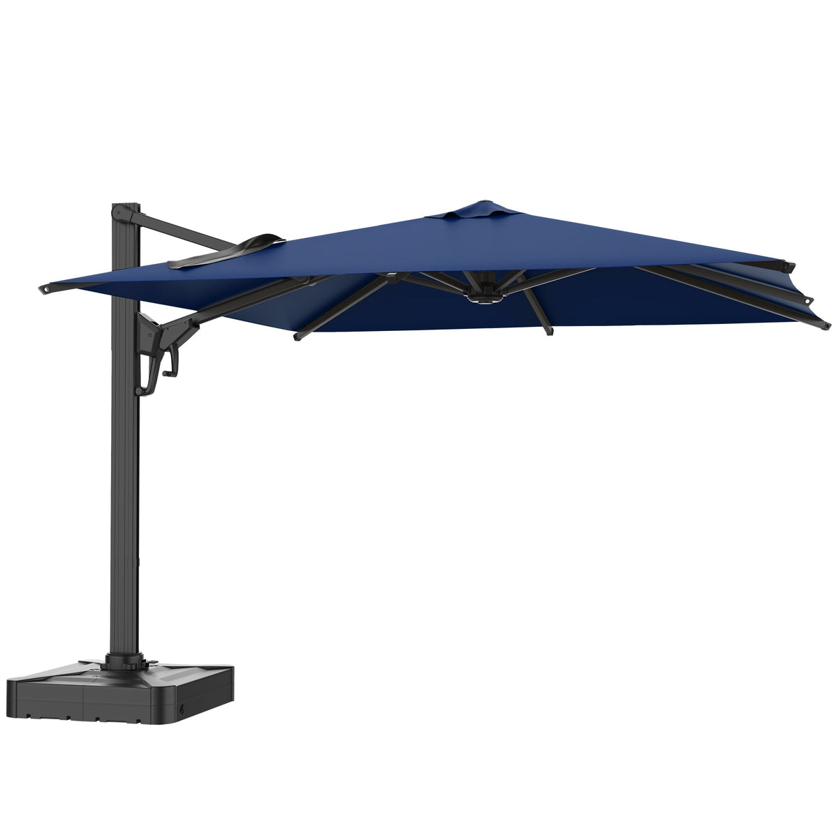 EROMMY 10 x 10 Outdoor Square Offset Umbrella with Sturdy Frame, Base Excluded - Navy