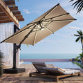 EROMMY 10 X 10 Cantilevered Umbrella with LED Lights, Base Excluded - Brown