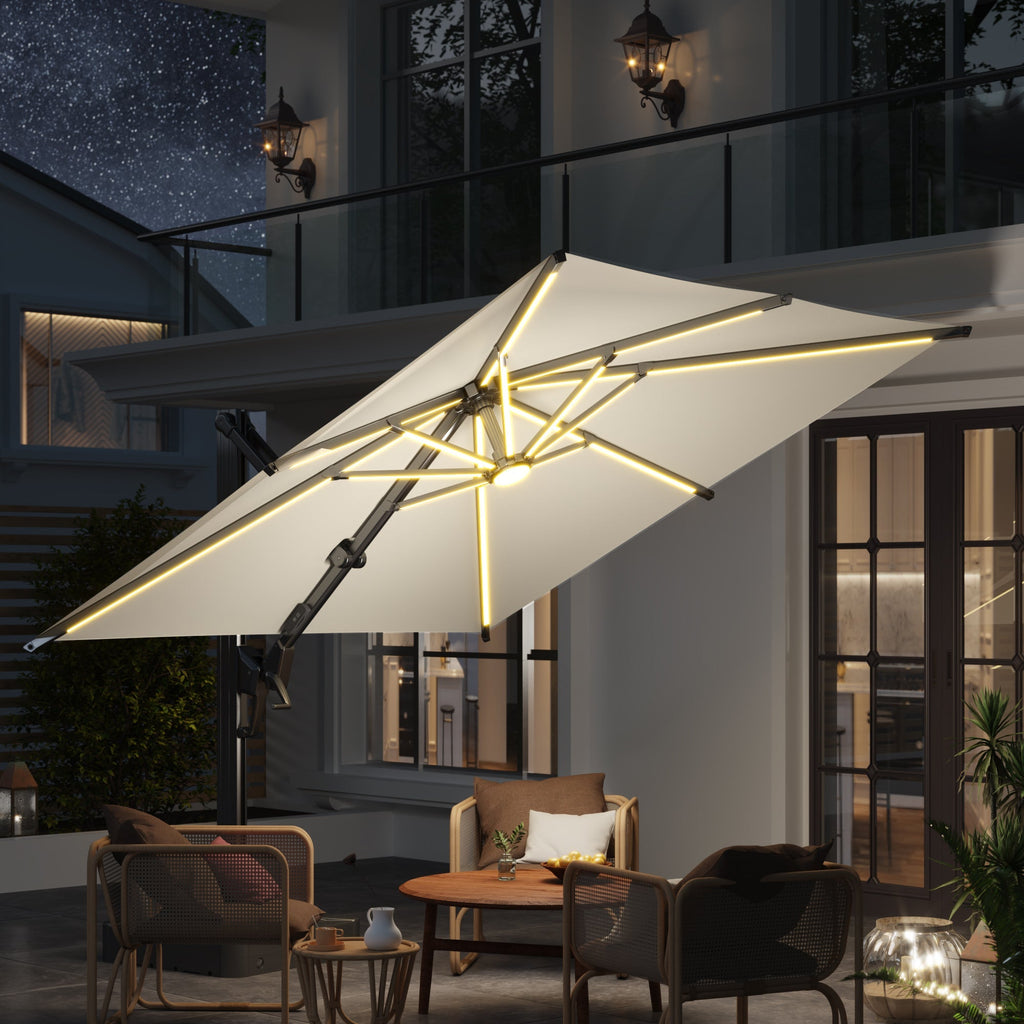 EROMMY 10 X 10 Outdoor Weather-resistant Umbrella with LED, Base Excluded - Yellow