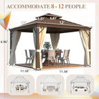 EROMMY 12x12 Screened Gazebos with Aluminum Frame