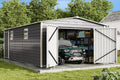 EROMMY 14x24 FT Heavy Duty Carport - Galvanized Steel Frame Car Shelter with Reinforced Base, Enclosed Storage Shed for Cars & Trucks, Grey