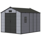 8x10 FT Outdoor Storage Shed, Weather-Resistant Shed with Lockable Double Doors & Built-In Floor, Sloped Roof Outdoor Shed for Backyard, Patio & Lawn, Black
