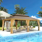 EROMMY 14X22 Hardtop Privacy Carport with Insect Screen