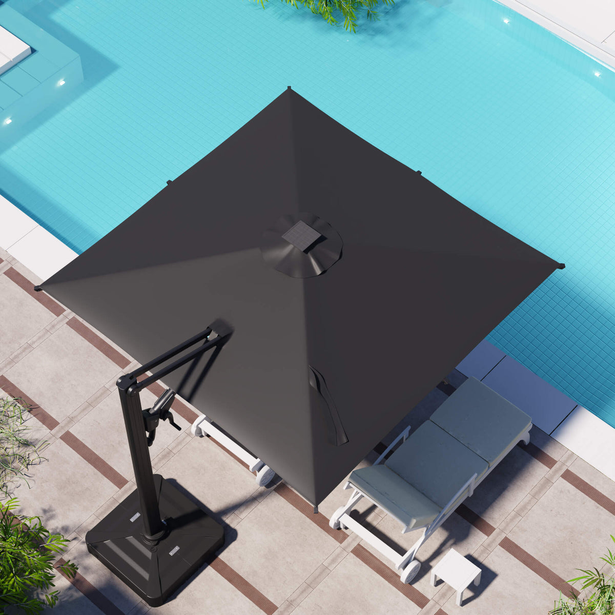EROMMY 10 X 10 Outdoor Weather-resistant Umbrella with LED, Base Excluded - Gray