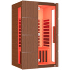 EROMMY 2-Person Indoor Infrared Sauna for Home, Far Infrared Sauna with Red Light Therapy, Chromotherapy Lighting, 6 Carbon Heaters & Bluetooth Speaker, Walnut