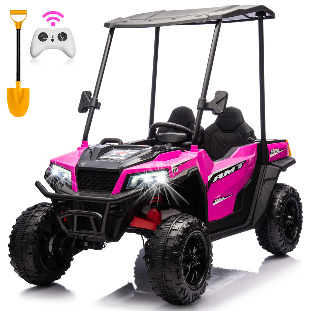 EROMMY 24V Ride on Electric Kids UTV Side by Side – Rose Red