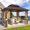 EROMMY 10X12 Hardtop Grill Gazebo with Netting and Sides