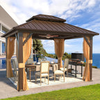 EROMMY 10X12 Hardtop Grill Gazebo with Netting and Sides