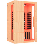 EROMMY 2-Person Indoor Infrared Sauna for Home, Far Infrared Sauna with Red Light Therapy, Chromotherapy Lighting, 6 Carbon Heaters & Bluetooth Speaker, Natural Wood
