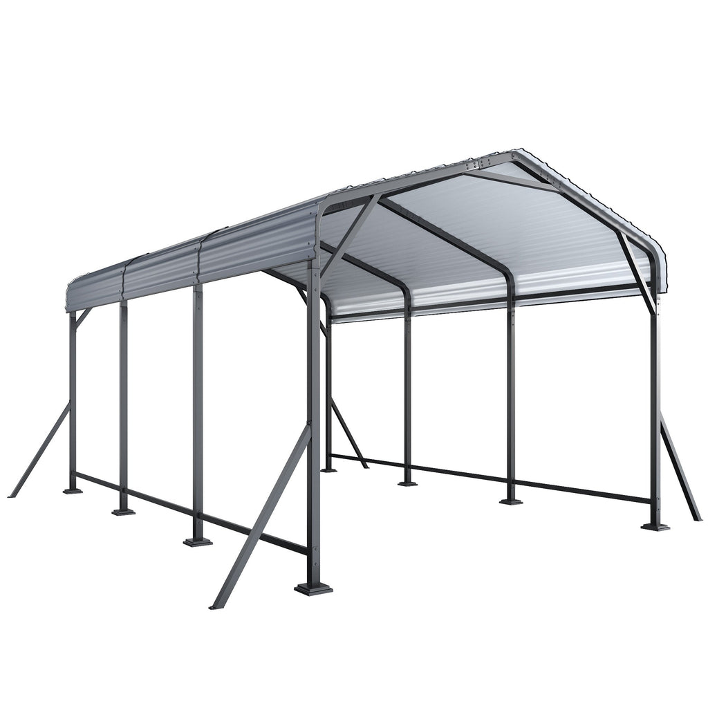 EROMMY 10' x 15' Outdoor Steel Carport with Galvanized Steel Frame and Roof