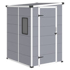 4x5 FT Outdoor Storage Shed, Weather-Resistant Shed with Lockable Double Doors & Built-In Floor, Sloped Roof Outdoor Shed for Backyard, Patio & Lawn, Gray