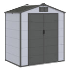 6x4 FT Outdoor Storage Shed, Weather-Resistant Shed with Lockable Double Doors & Built-In Floor, Sloped Roof Outdoor Shed for Backyard, Patio & Lawn, Black