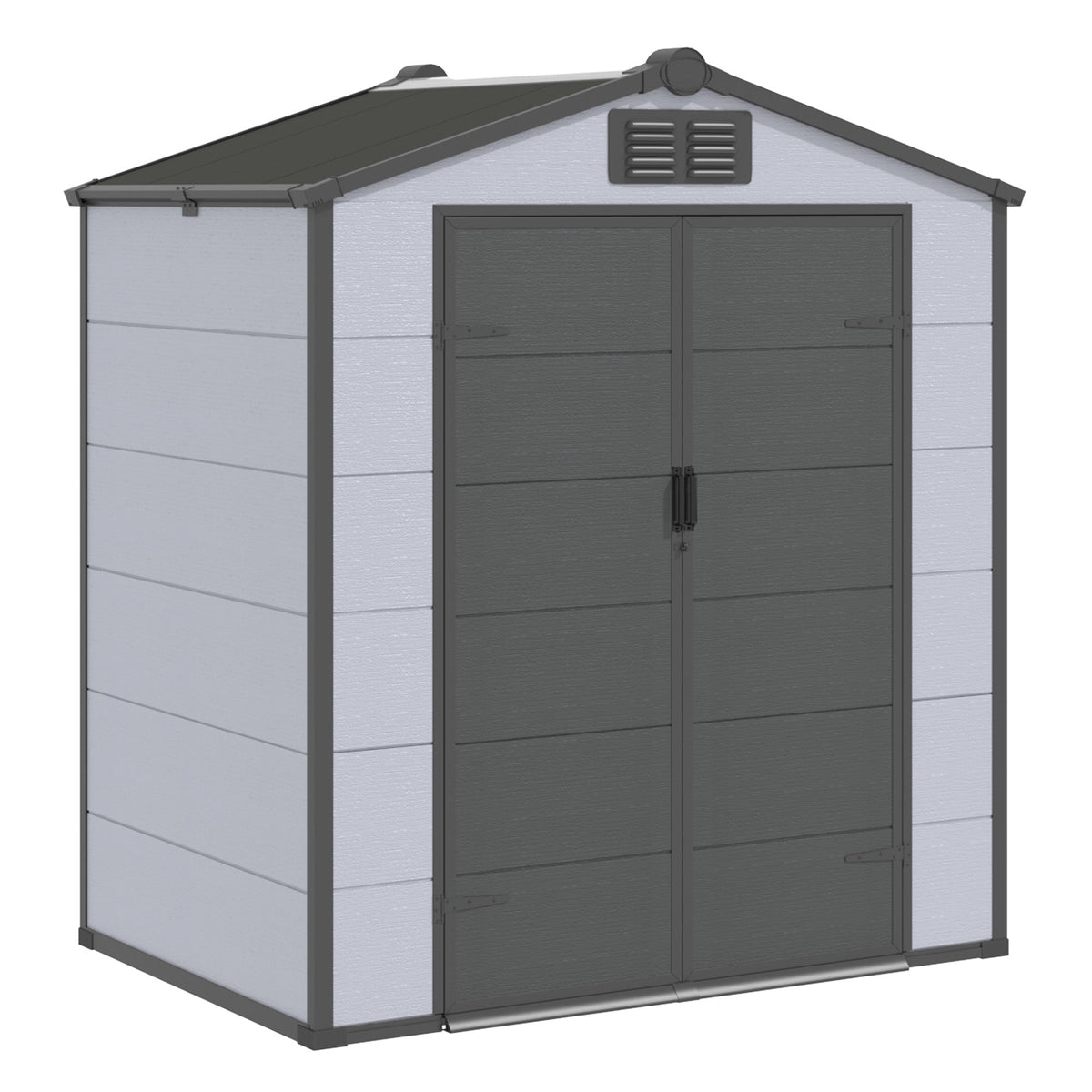 6x4 FT Outdoor Storage Shed, Weather-Resistant Shed with Lockable Double Doors & Built-In Floor, Sloped Roof Outdoor Shed for Backyard, Patio & Lawn, Black