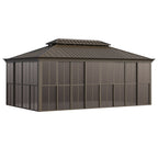EROMMY 12X20 Enclosed Gazebo for All Season with Sliding Door – Brown