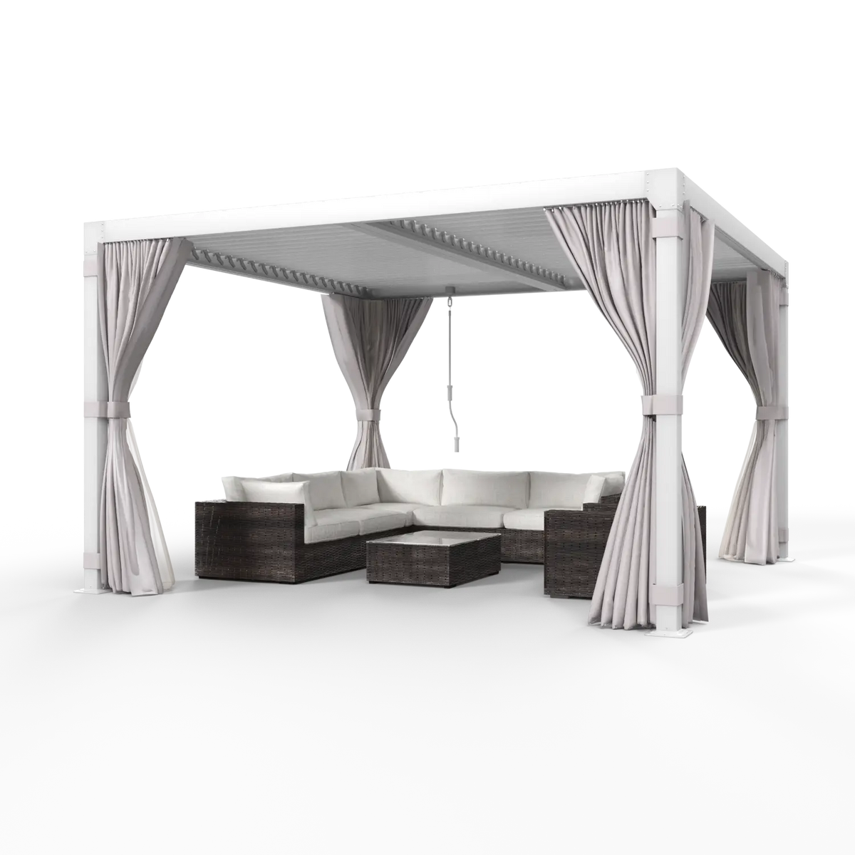 EROMMY 10x10 Louvered Pergola with Waterproof Rain Cover – White