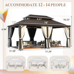 EROMMY 12x18 Hardtop Gazebo with Coated Aluminum Frame