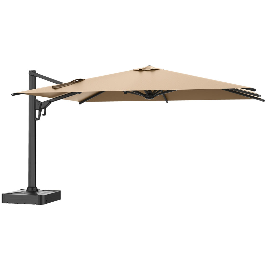 EROMMY 10 x 13 Outdoor Large Offset Umbrella, Base Excluded - Brown