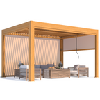 EROMMY 10x13 Motorized Pergola with Adjustable Louvers –Wood Grain